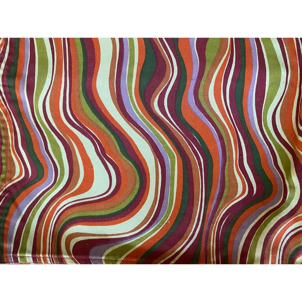 Crate & Barrel Waves Placemats Green Mod design Boho set of 6 100%Cotton groovy
